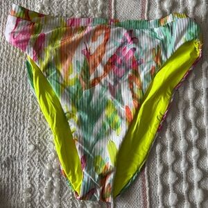 New Becca by Rebecca Virtue Multicolor Coral Reef High Waist Bikini Bottoms L